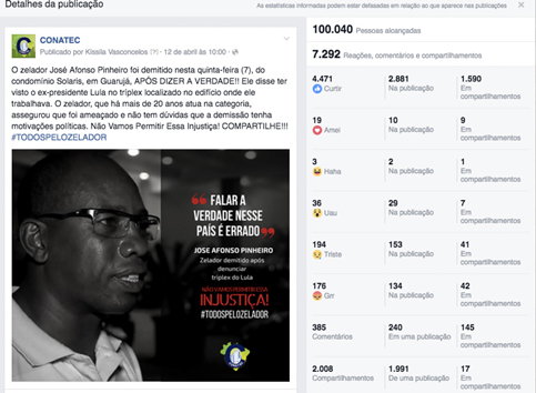 Campanha da CONATEC em favor de zelador alcança mais de 100 mil pessoas em uma semana